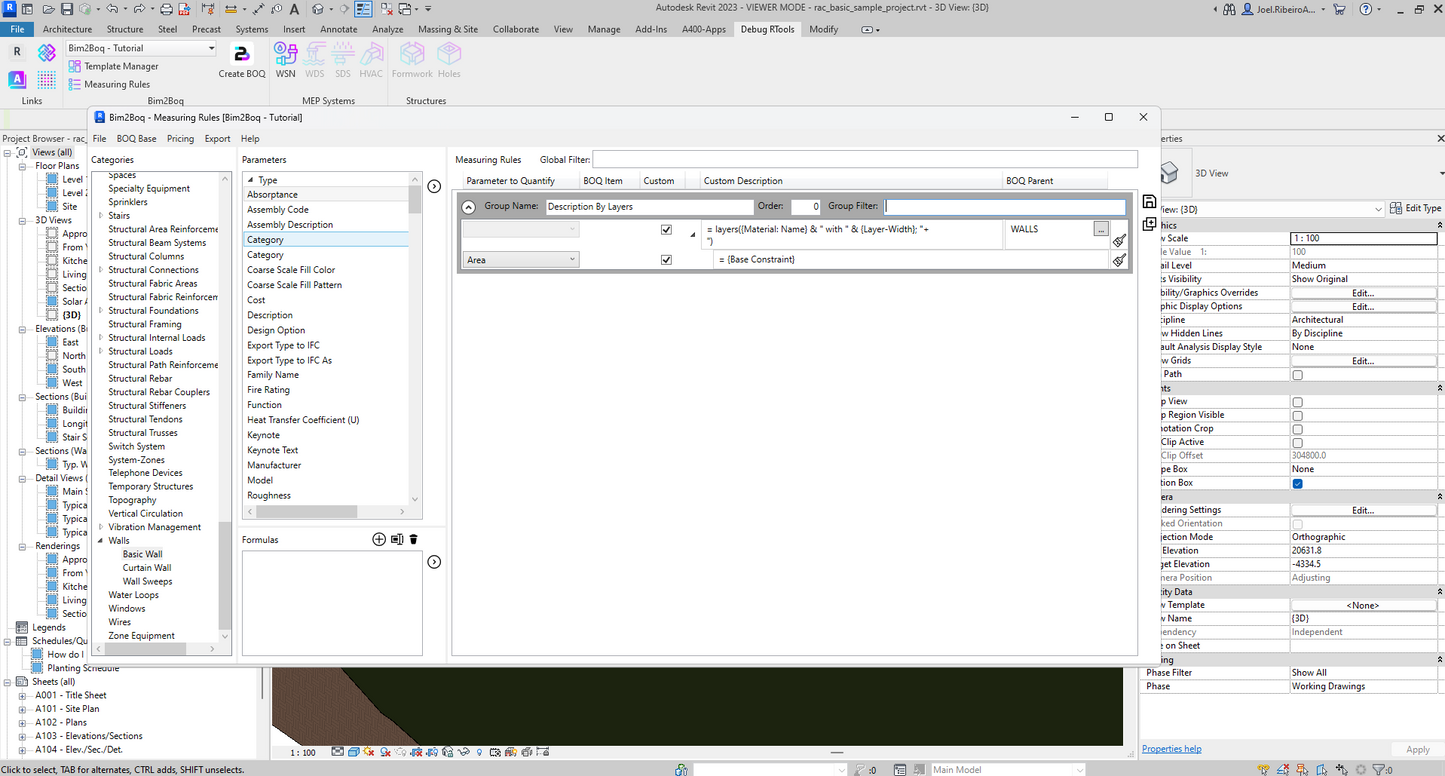 BIM2BOQ - Bill Of Quantities