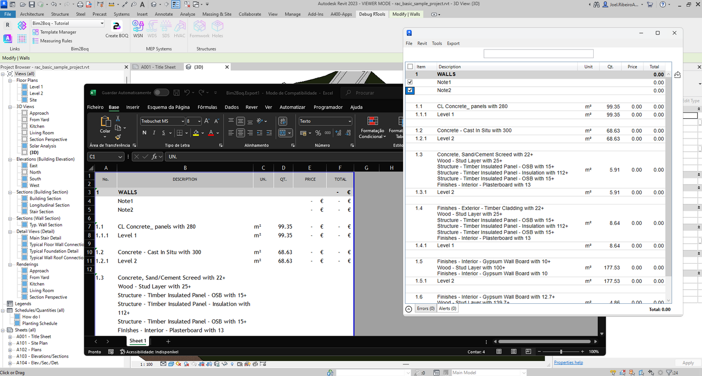 BIM2BOQ - Bill Of Quantities